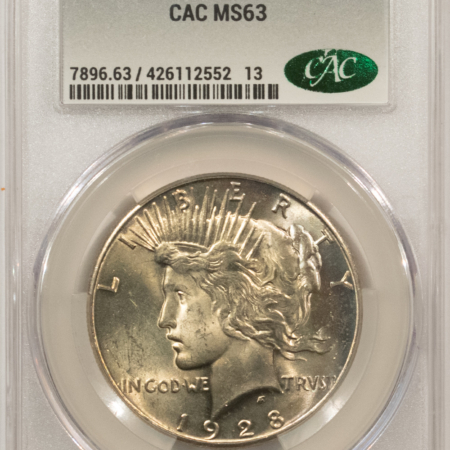 CAC Approved Coins 1928 $1 PEACE DOLLAR – CACG MS-63, FLASHY & PREMIUM QUALITY! CAC APPROVED!