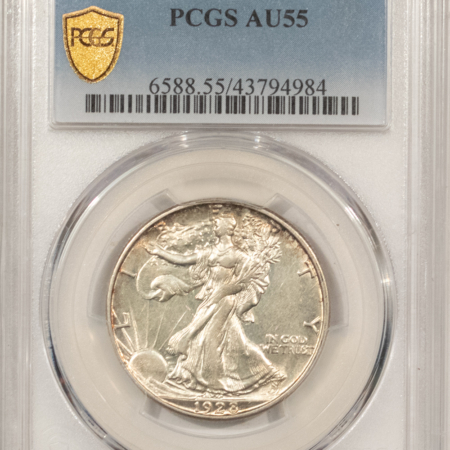Half Dollars 1928-S WALKING LIBERTY HALF DOLLAR – PCGS AU-55, FLASHY!