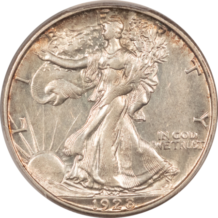 Half Dollars 1928-S WALKING LIBERTY HALF DOLLAR – PCGS AU-55, FLASHY!