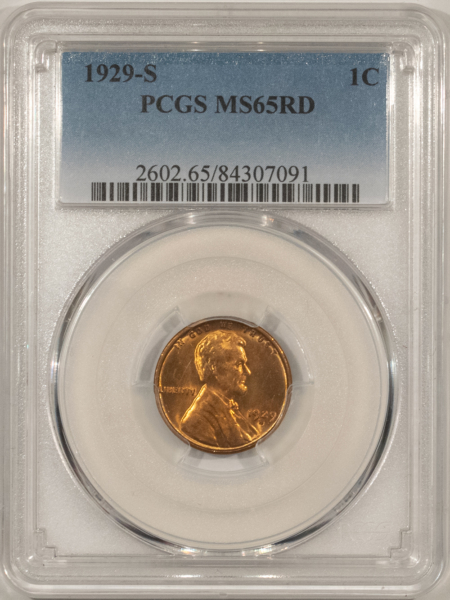 Lincoln Cents (Wheat) 1929-S LINCOLN CENT – PCGS MS-65 RD