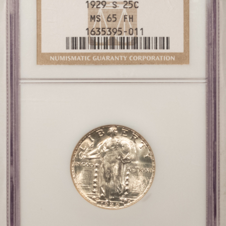 New Certified Coins 1929-S STANDING LIBERTY QUARTER – NGC MS-65 FH FIERY GEM, BLAST WHITE FULL HEAD!
