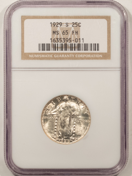 New Certified Coins 1929-S STANDING LIBERTY QUARTER – NGC MS-65 FH FIERY GEM, BLAST WHITE FULL HEAD!