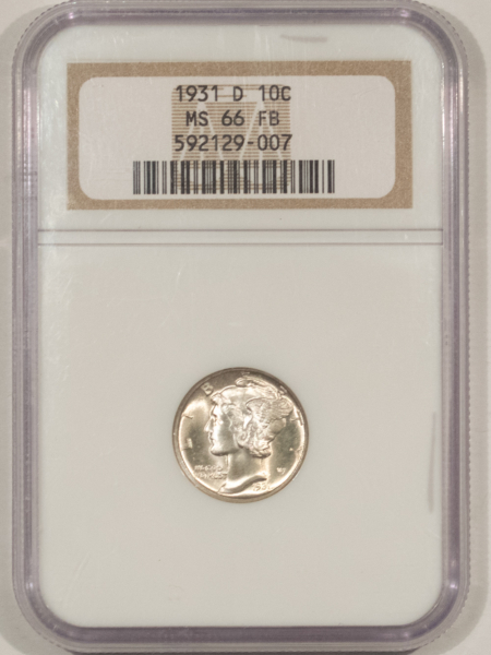Dimes 1931-D MERCURY DIME – NGC MS-66 FB, SUPERB!