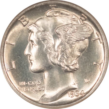 Dimes 1934-D MERCURY DIME – NGC MS-66, BLAST WHITE & PREMIUM QUALITY!