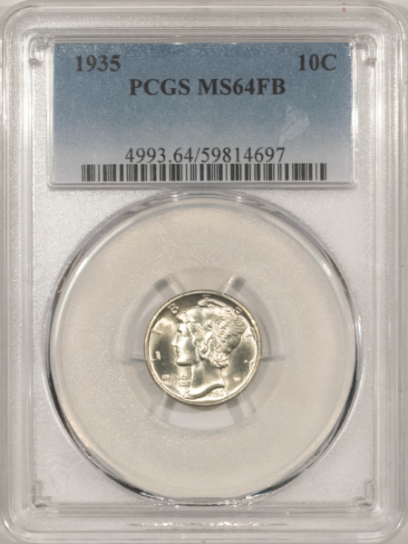 Dimes 1935 MERCURY DIME – PCGS MS-64 FB, BLAZING LUSTROUS!