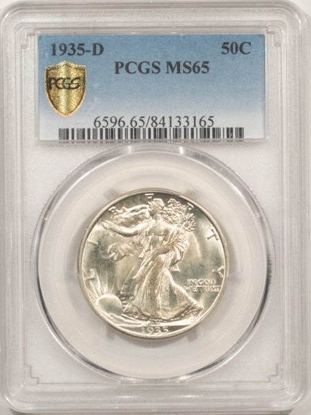 Half Dollars 1935-D WALKING LIBERTY HALF DOLLAR – PCGS MS-65 BLAZING WHITE & PREMIUM QUALITY!