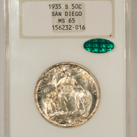 CAC Approved Coins 1935-S SAN DIEGO EXPO COMMEMORATIVE HALF – NGC MS-65, FATTIE, SUPERB, PQ+, CAC!