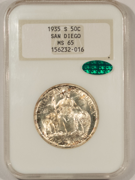 CAC Approved Coins 1935-S SAN DIEGO EXPO COMMEMORATIVE HALF – NGC MS-65, FATTIE, SUPERB, PQ+, CAC!