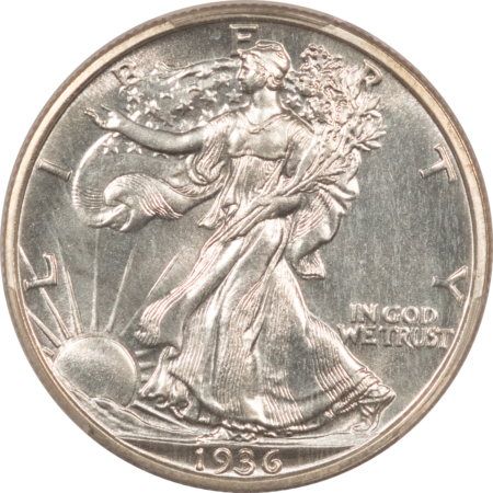 Half Dollars 1936 PROOF WALKING LIBERTY HALF DOLLAR PCGS PR-66, BLAST WHITE, PREMIUM QUALITY!