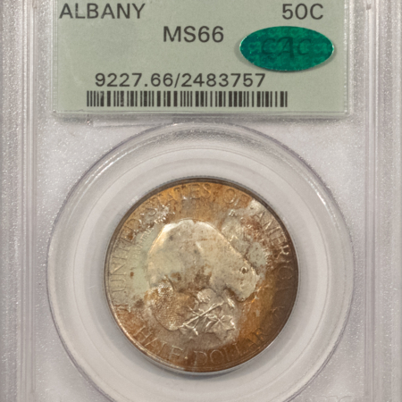 CAC Approved Coins 1936 ALBANY COMMEMORATIVE HALF DOLLAR – PCGS MS-66, OLD GREEN HOLDER & CAC!
