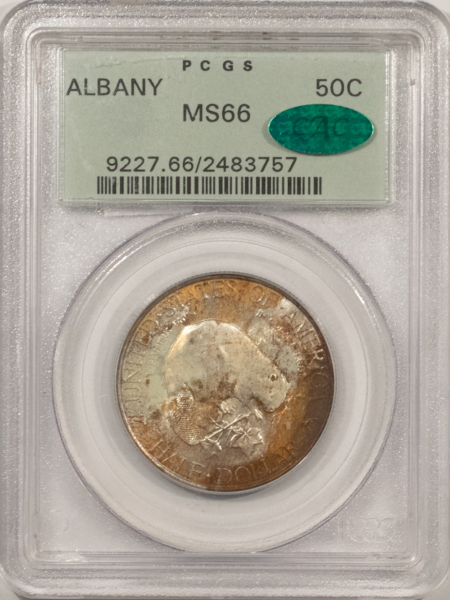CAC Approved Coins 1936 ALBANY COMMEMORATIVE HALF DOLLAR – PCGS MS-66, OLD GREEN HOLDER & CAC!
