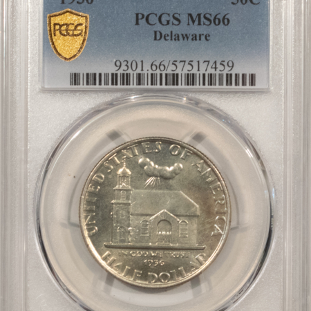 New Certified Coins 1936 DELAWARE COMMEMORATIVE HALF DOLLAR PCGS MS-66, FLASHY & SEMI-PROOFLIKE!