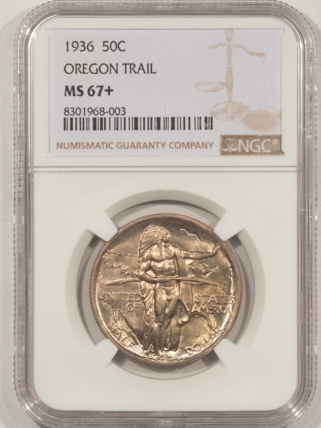Early Commems 1936 OREGON TRAIL COMMEMORATIVE HALF DOLLAR – NGC MS-67+, SUPERB GEM, PERFECT!