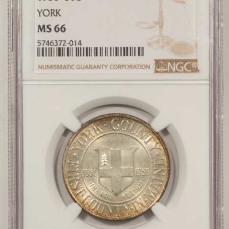 Early Commems 1936 YORK COMMEMORATIVE HALF DOLLAR – NGC MS-66, GORGEOUS, PREMIUM QUALITY!