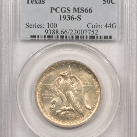 Early Commems 1936-S TEXAS COMMEMORATIVE HALF DOLLAR – PCGS MS-66, PREMIUM QUALITY!