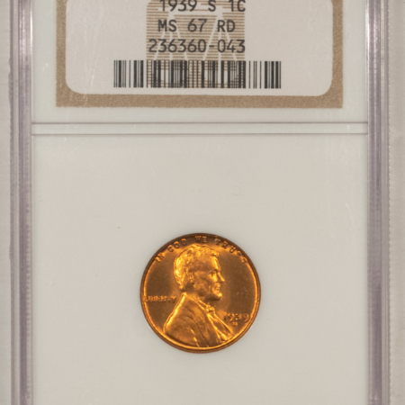 Lincoln Cents (Wheat) 1939-S LINCOLN CENT – NGC MS-67 RD