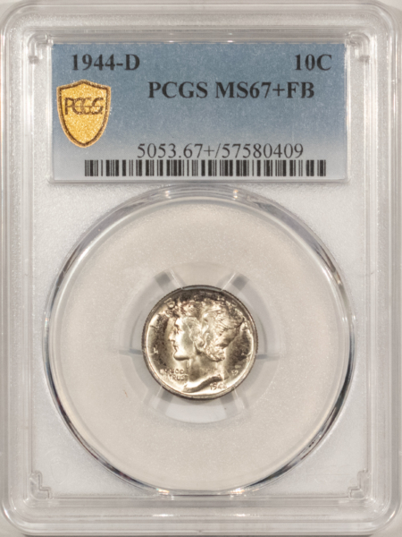 Dimes 1944-D MERCURY DIME – PCGS MS-67+ FB, FRESH & PREMIUM QUALITY! SUPERB!