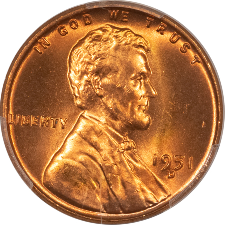 Lincoln Cents (Wheat) 1951-D LINCOLN CENT – PCGS MS-66 RD, BLAZER