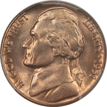 Jefferson Nickels 1951-D JEFFERSON NICKEL – PCGS MS-66 FS, TOUGH & FULL STEPS