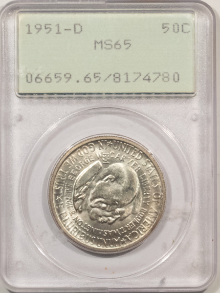 Early Commems 1951-D WASHINGTON-CARVER COMMEMORATIVE HALF DOLLAR – PCGS MS-65, RATTLER & PQ!