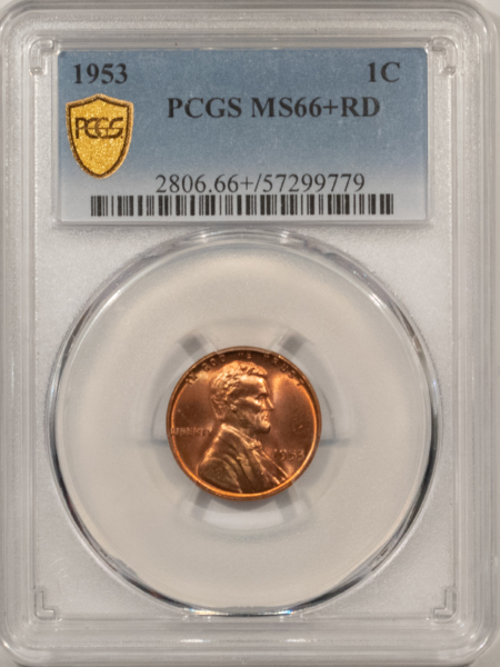 Lincoln Cents (Wheat) 1953 LINCOLN CENT – PCGS MS-66+RD, LOOKS SUPERB! PREMIUM QUALITY!