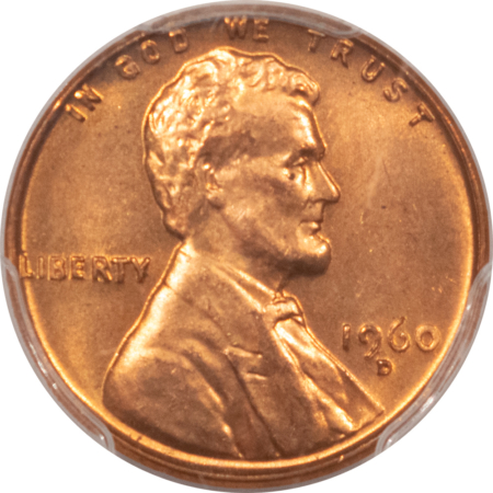 Lincoln Cents (Memorial) 1960-D/D LINCOLN CENT, SMALL/LARGE DATE – PCGS MS-65 RD, POPULAR VARIETY!