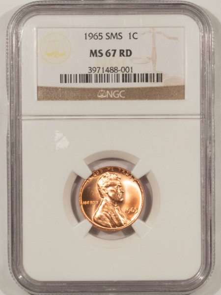 Lincoln Cents (Memorial) 1965 SMS LINCOLN CENT – NGC MS-67 RD