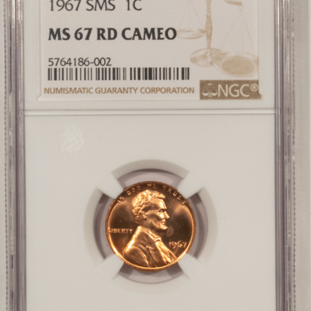 Lincoln Cents (Memorial) 1967 SMS LINCOLN CENT – NGC MS-67 RD CAMEO
