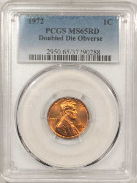 Lincoln Cents (Memorial) 1972 LINCOLN CENT, DOUBLED DIE OBVERSE – PCGS MS-65 RD