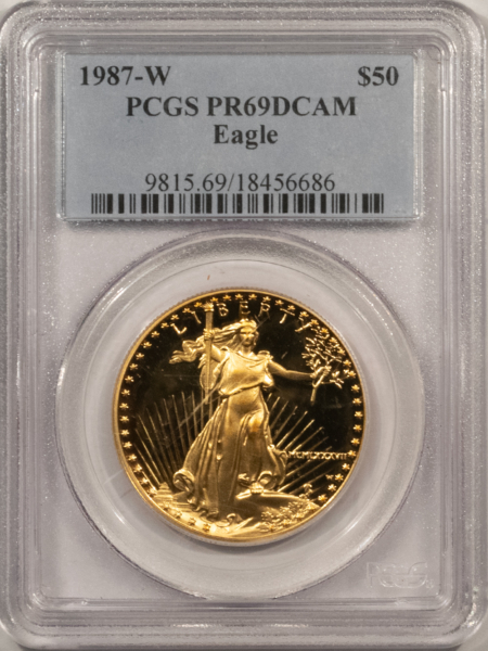 American Gold Eagles, Buffaloes, & Liberty Series 1987-W $50 1 OZ GOLD AMERICAN EAGLE, PCGS PR-69 DCAM; PRISTINE & AS-MADE!