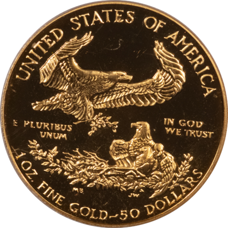 American Gold Eagles, Buffaloes, & Liberty Series 1987-W $50 1 OZ GOLD AMERICAN EAGLE, PCGS PR-69 DCAM; PRISTINE & AS-MADE!