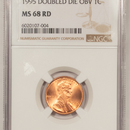 Lincoln Cents (Memorial) 1995 LINCOLN CENT, DOUBLED DIE OBVERSE – NGC MS-68 RD