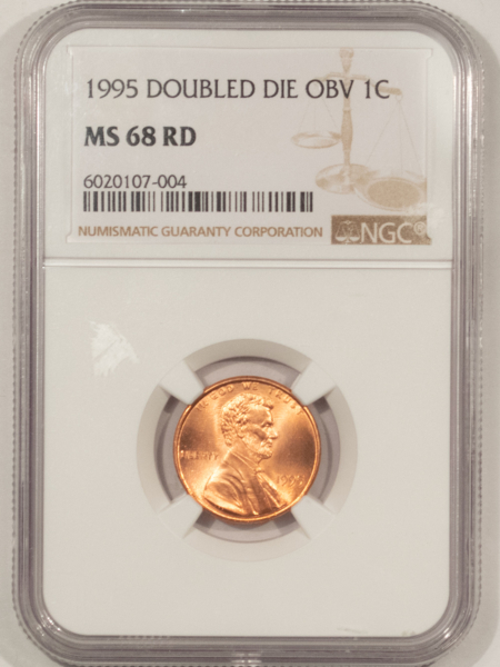 Lincoln Cents (Memorial) 1995 LINCOLN CENT, DOUBLED DIE OBVERSE – NGC MS-68 RD