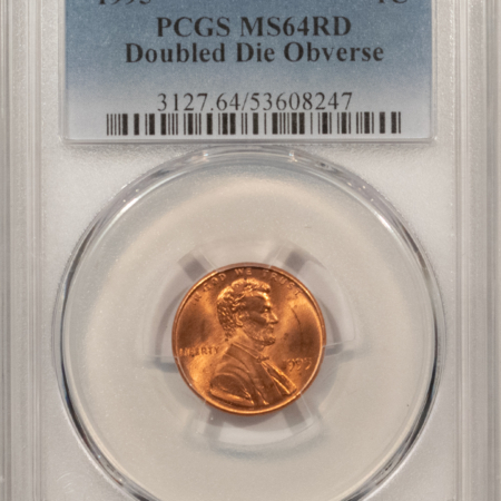 Lincoln Cents (Memorial) 1995 DOUBLED DIE OBVERSE LINCOLN CENT – PCGS MS-64 RD, RED FROM A FRESH ROLL!