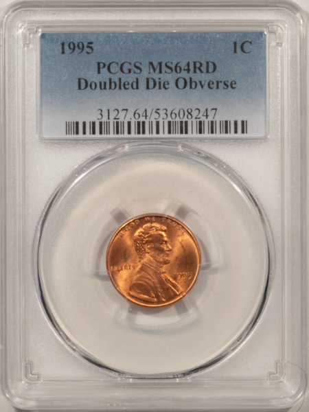 Lincoln Cents (Memorial) 1995 DOUBLED DIE OBVERSE LINCOLN CENT – PCGS MS-64 RD, RED FROM A FRESH ROLL!