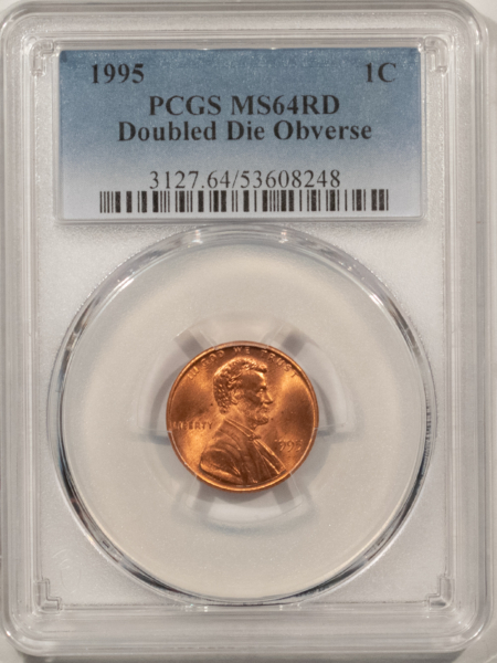 Lincoln Cents (Memorial) 1995 DOUBLED DIE OBVERSE LINCOLN CENT – PCGS MS-64 RD, RED FROM A FRESH ROLL!