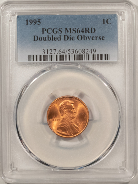 Lincoln Cents (Memorial) 1995 DOUBLED DIE OBVERSE LINCOLN CENT – PCGS MS-64 RD, RED FROM A FRESH ROLL!