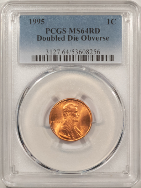 Lincoln Cents (Memorial) 1995 DOUBLED DIE OBVERSE LINCOLN CENT – PCGS MS-64 RD, RED FROM A FRESH ROLL!