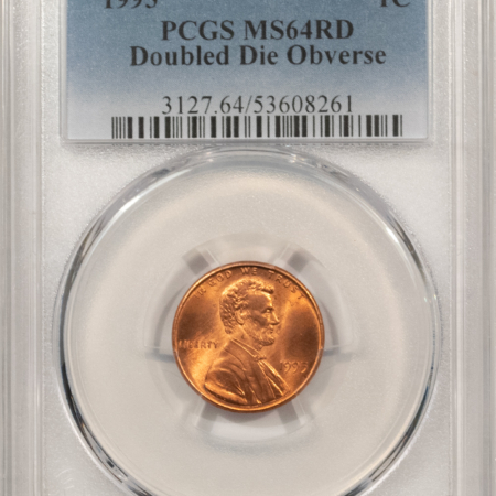 Lincoln Cents (Memorial) 1995 DOUBLED DIE OBVERSE LINCOLN CENT – PCGS MS-64 RD, RED FROM A FRESH ROLL!