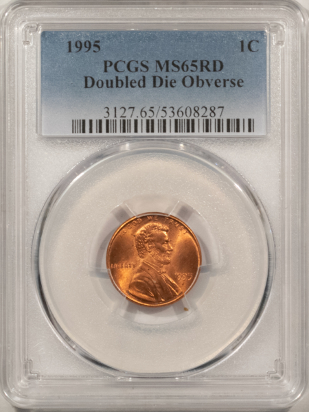 Lincoln Cents (Memorial) 1995 DOUBLED DIE OBVERSE LINCOLN CENT – PCGS MS-65 RD GEM RED FROM A FRESH ROLL!
