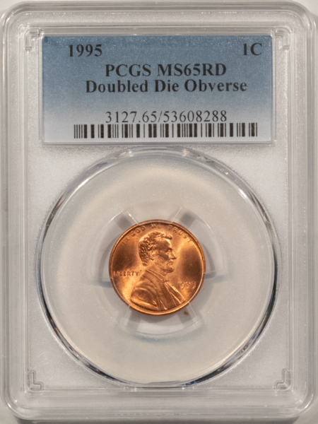 Lincoln Cents (Memorial) 1995 DOUBLED DIE OBVERSE LINCOLN CENT – PCGS MS-65 RD GEM RED FROM A FRESH ROLL!