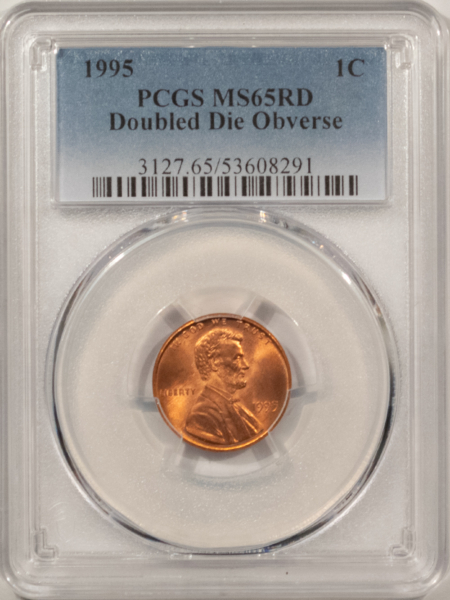 Lincoln Cents (Memorial) 1995 DOUBLED DIE OBVERSE LINCOLN CENT – PCGS MS-65 RD GEM RED FROM A FRESH ROLL!