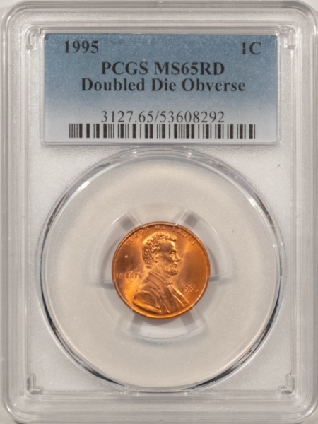 Lincoln Cents (Memorial) 1995 DOUBLED DIE OBVERSE LINCOLN CENT – PCGS MS-65 RD GEM RED FROM A FRESH ROLL!
