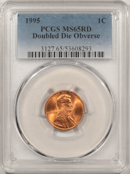 Lincoln Cents (Memorial) 1995 DOUBLED DIE OBVERSE LINCOLN CENT – PCGS MS-65 RD GEM RED FROM A FRESH ROLL!