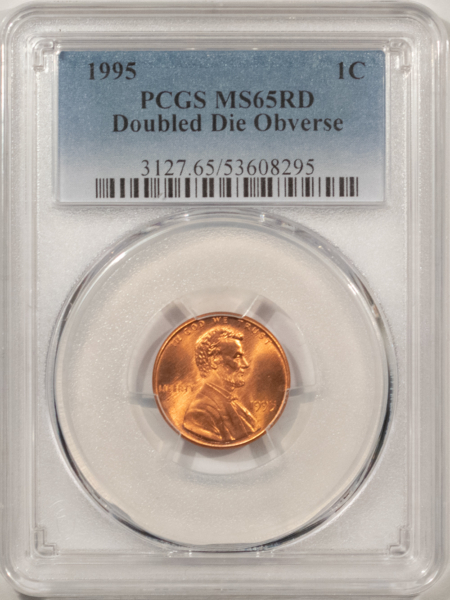 Lincoln Cents (Memorial) 1995 DOUBLED DIE OBVERSE LINCOLN CENT – PCGS MS-65 RD GEM RED FROM A FRESH ROLL!