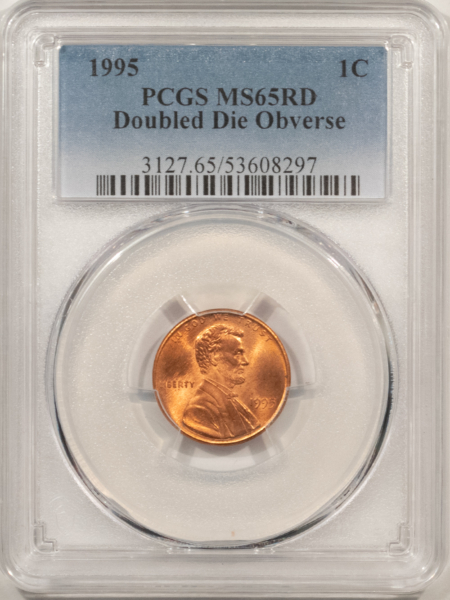 Lincoln Cents (Memorial) 1995 DOUBLED DIE OBVERSE LINCOLN CENT – PCGS MS-65 RD GEM RED FROM A FRESH ROLL!