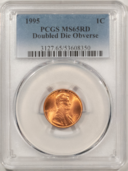 Lincoln Cents (Memorial) 1995 DOUBLED DIE OBVERSE LINCOLN CENT – PCGS MS-65 RD GEM RED FROM A FRESH ROLL!