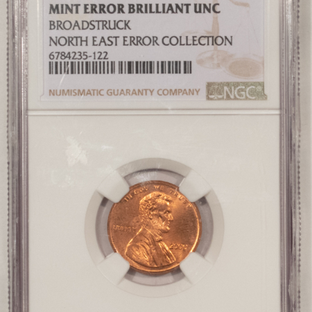 Lincoln Cents (Memorial) 2000 LINCOLN CENT, MINT ERROR BROADSTRUCK – NGC MINT ERROR BRILLIANT UNCIRC!