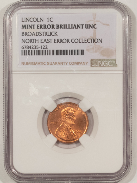 Lincoln Cents (Memorial) 2000 LINCOLN CENT, MINT ERROR BROADSTRUCK – NGC MINT ERROR BRILLIANT UNCIRC!