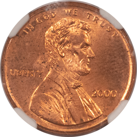 Lincoln Cents (Memorial) 2000 LINCOLN CENT, MINT ERROR BROADSTRUCK – NGC MINT ERROR BRILLIANT UNCIRC!